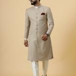 Classic Khaki Achkan for Men | Elegant Ethnic Wear | Jaipurio